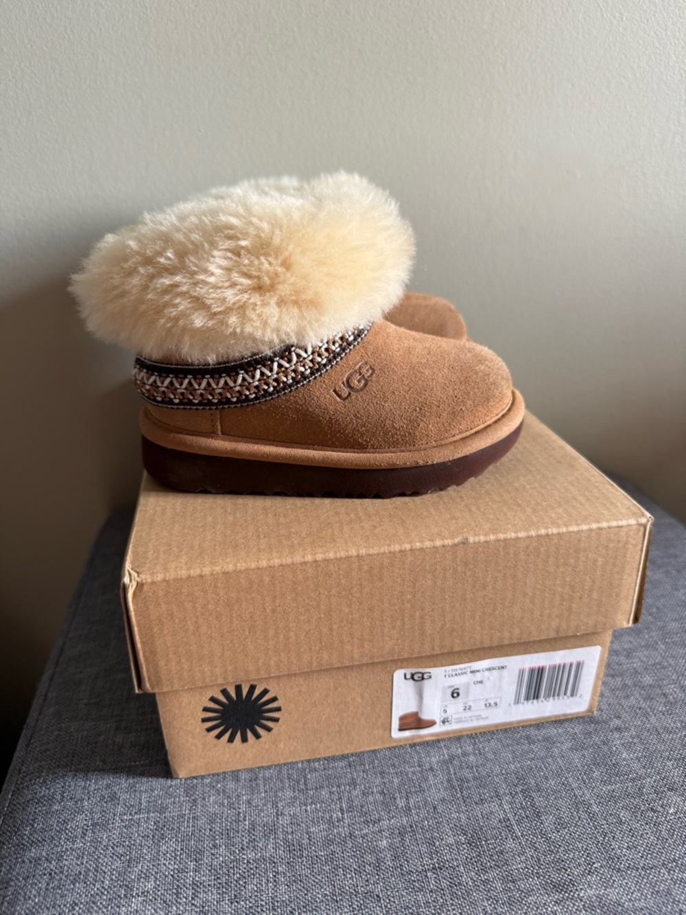 UGG Chestnut Sheepskin Cuff Slip-On Boots